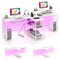 2-Person Reversible Computer Desk Long Office Desk with LED Lights